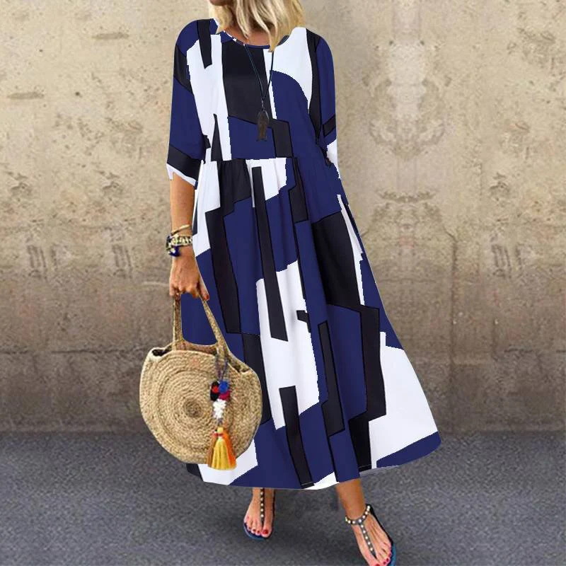 

2021 Summer Women Long Tunic Dress Ladies Casual Loose Pockets Beach Party Sundress Cotton Robe Femme Plus Size, Shown