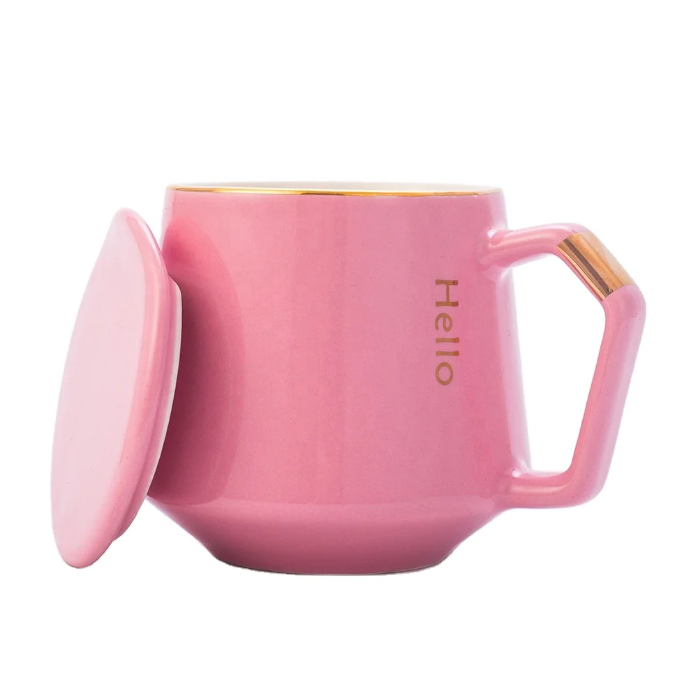 

China Dehua factory export gift box packing colorful 360ml 12 oz ceramic coffee mug cup with cover lid