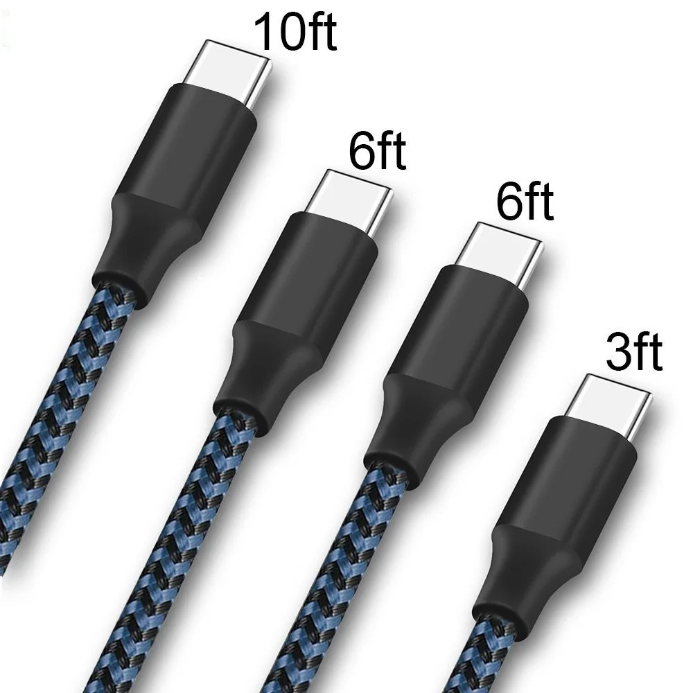 

3FT 6FT 10FT Type c USB Nylon Braided Usb Charging Cable Charger Mobile Phone
