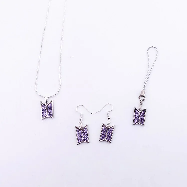 

Hot Sale Wholesale Bts Necklace Jewelry Phone Chain Pendant Earrings Diamond High Quality