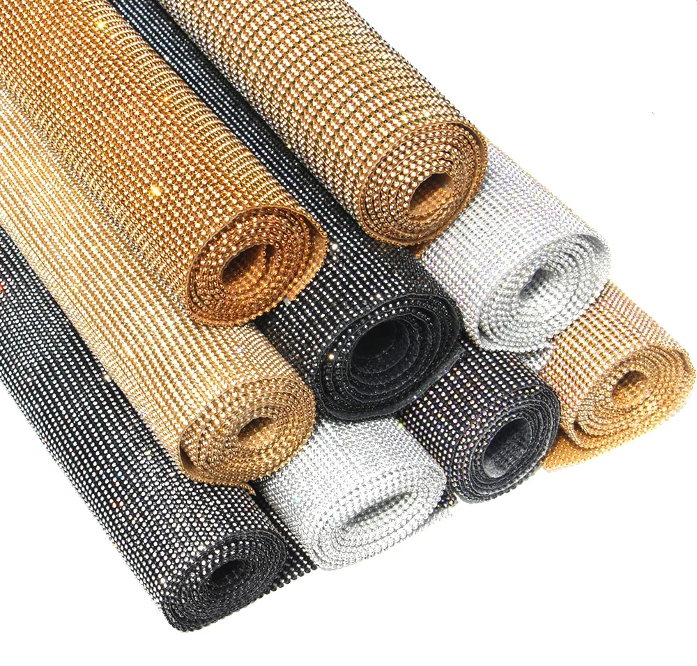 

S093120*45cm Crystal Rhinestone Mesh diamond Rhinestone Strass Mesh fabric Roll for dress and bags