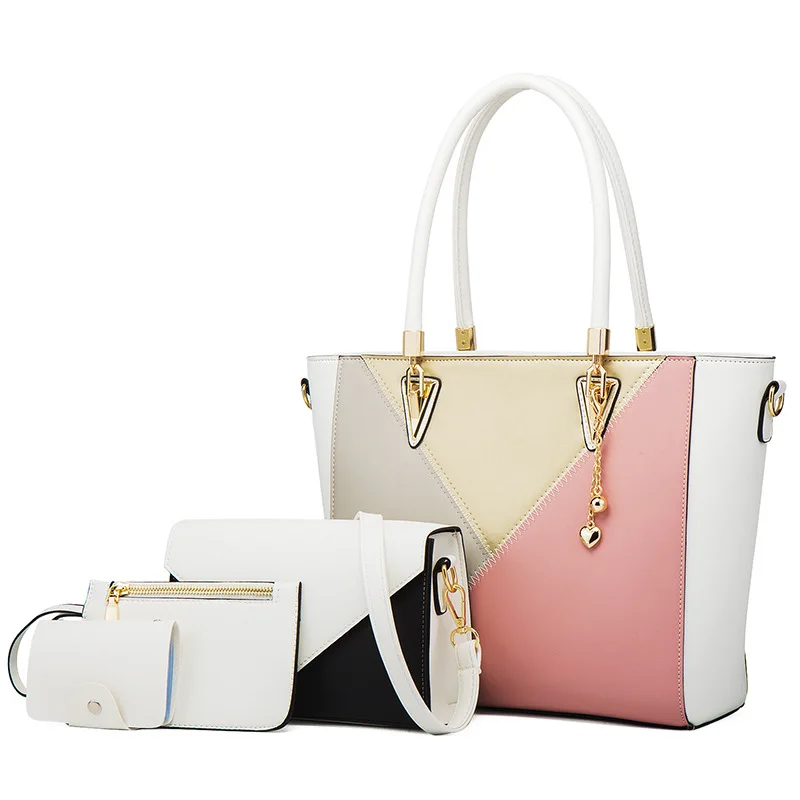 

Women 4 Piece Tote Bag Pu Leather Handbag Shoulder Purse Bags, 6 colors