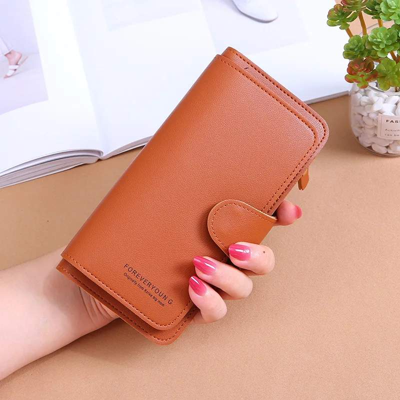 

Korean Wallet Ladies Handbags PU Leather Long Card Slot Minimalist Card Holder Wallet Multi-functional Wallet For Women, Red,green,blue,black,brown,pink