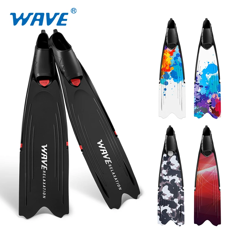 

Season Sale Swimming Fins Full Silicone Snorkeling Diving Flippers long freediving fins, Black