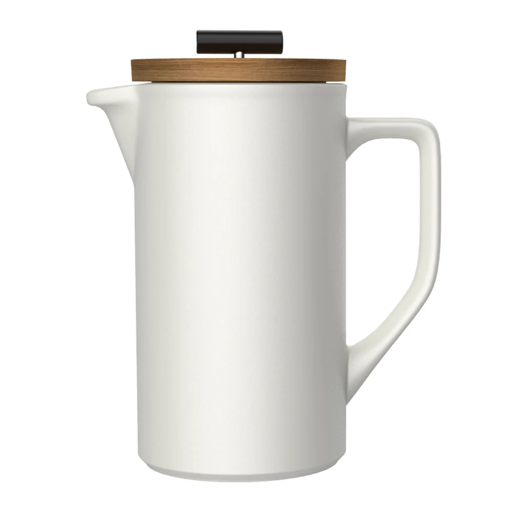 

New copyright design porcelain ceramic white french press for coffee and tea