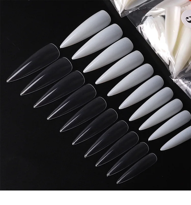 

2022 Wholesale 500pcs Nail Salon Refill Soft Gel Long Gelly Tips Clear No C Curve Acrylic Gel x Full Cover Nail Tips