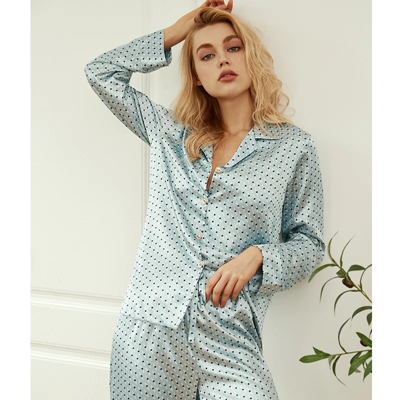 

New Style Ladies Pajamas European and American Silk Long-sleeved Home Wear
