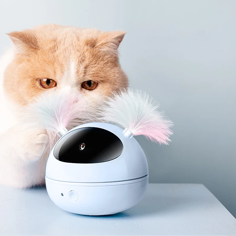 

360 Degrees Rotating Laser Cat Interactive Toy Electric Robot Teasing Cat Feather Toy Intelligent Automatic Toys Pet Supplies