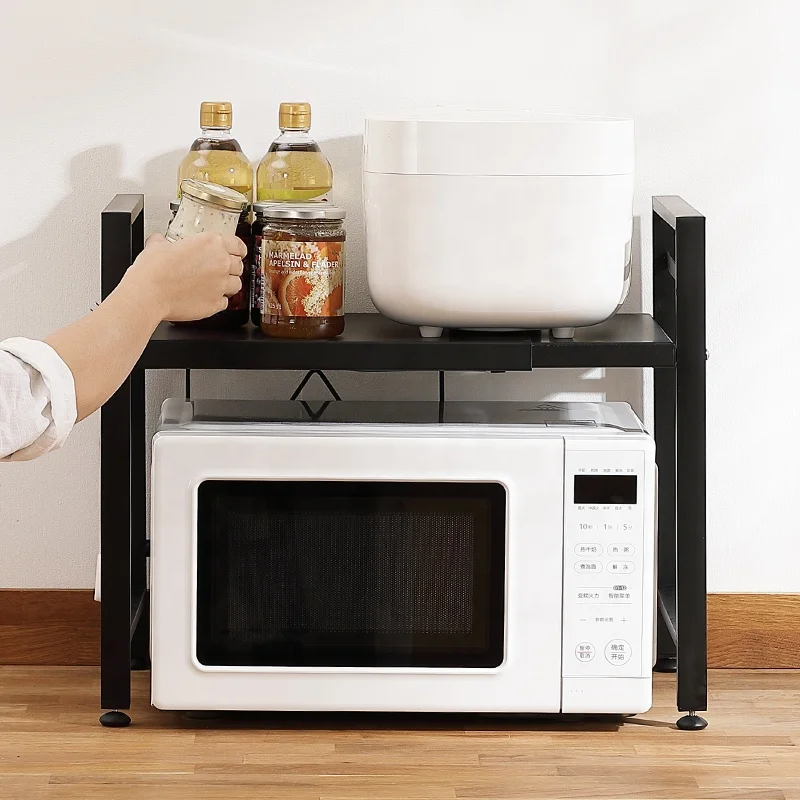 

2021 Factory Direct Kitchen High Quality Metal Microwave Shelf, Black