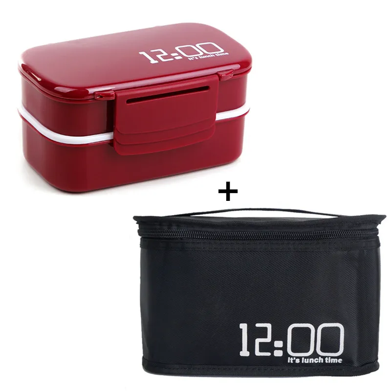 

Large Capacity 1400ml Double Layer Plastic Lunch Box 12:00 Microwave oven Bento Box Food Container Lunchbox BPA Free, As photo