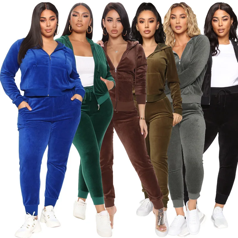 

Velvet 2 Piece Workout Plus Size Women Clothing Two Piece Set