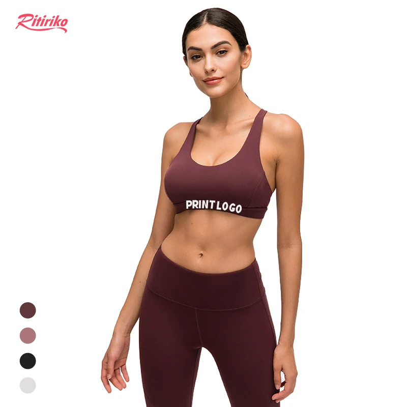 

Women's Front Strappy High Supportive Sports Crop Tank Tops Vest Mesh Comfortable Firm Fit Sweat Marathon Athletic Yoga Bra, Pink, black, white, wine red