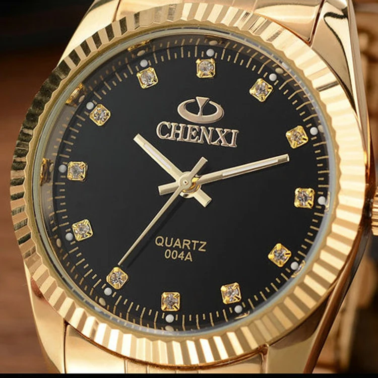 Chenxi 004a Cristal Diamante Oro Moda Pareja Relojes De Chenxi 004a Cristal Diamante Oro Moda Pareja Relojes De