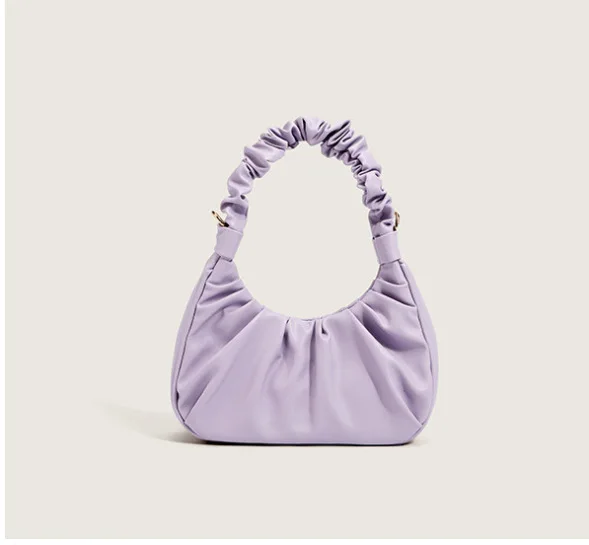 

niche design horn fold bag French stick underarm bag cloud shoulder messenger bag Simple Color PU Shoulder Handbag, 4colors
