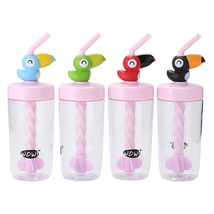 

OEM plastic kids water bottles with straw children drinking sport bottle for school kids tumbler cups