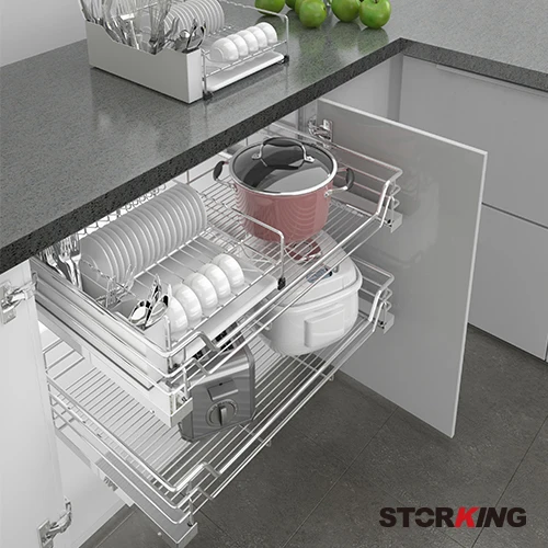 
Kitchen storage pull out drawer basket cabinet use 