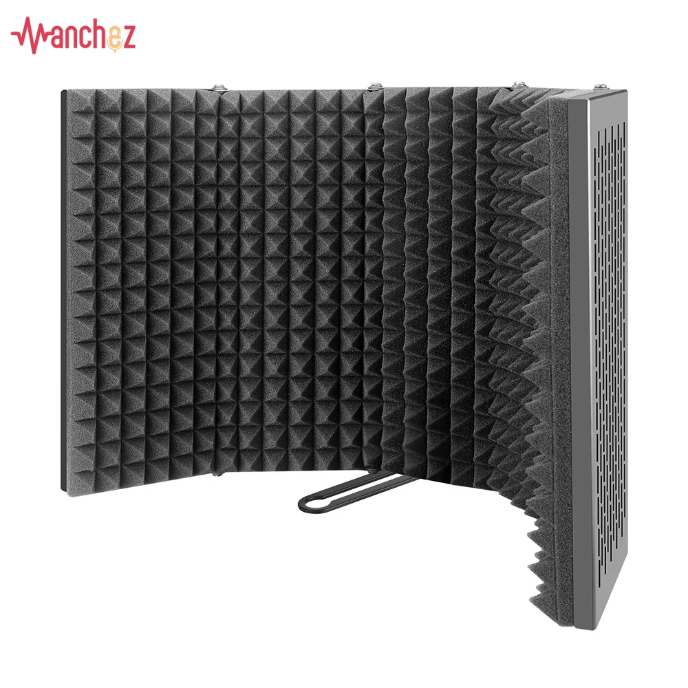 

5 doors Recording microphone reflexion filter Microphone portable vocal booth Studio Microphone sound Isolation shield, Black