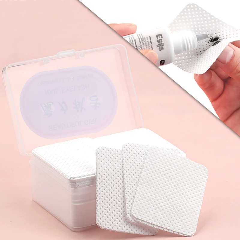 

Private Label Lint-Free Paper Cotton Eyelash Glue Remover make up tool the mouth of the glue bottle prevent glue Cleaner Pads, 5 colors