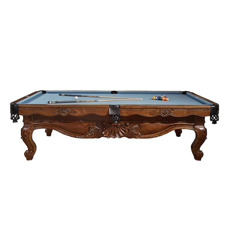 

High quality wood carved pool table with free accessories