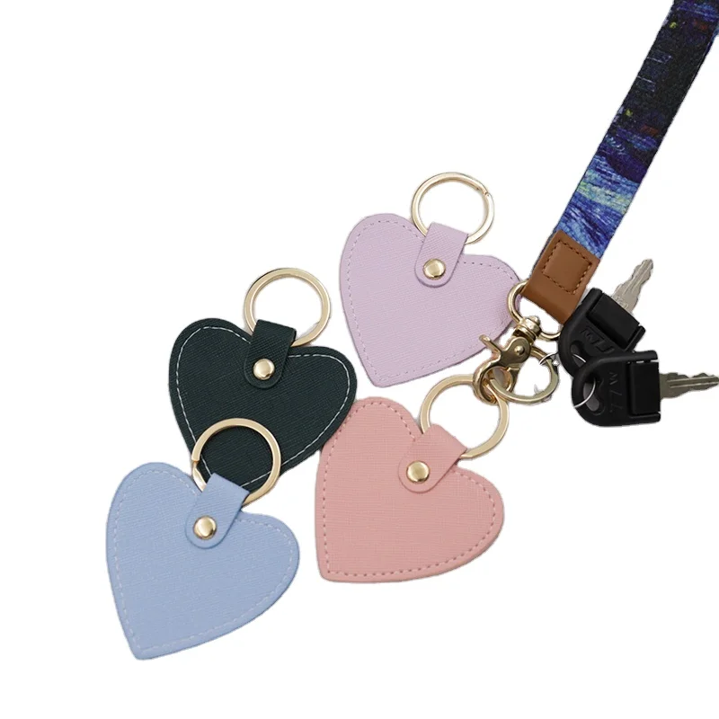 

Quick Shipping Leather Keychain Heart Shape Leather Key Ring Leather Keyring Bag Charm for Women Girls