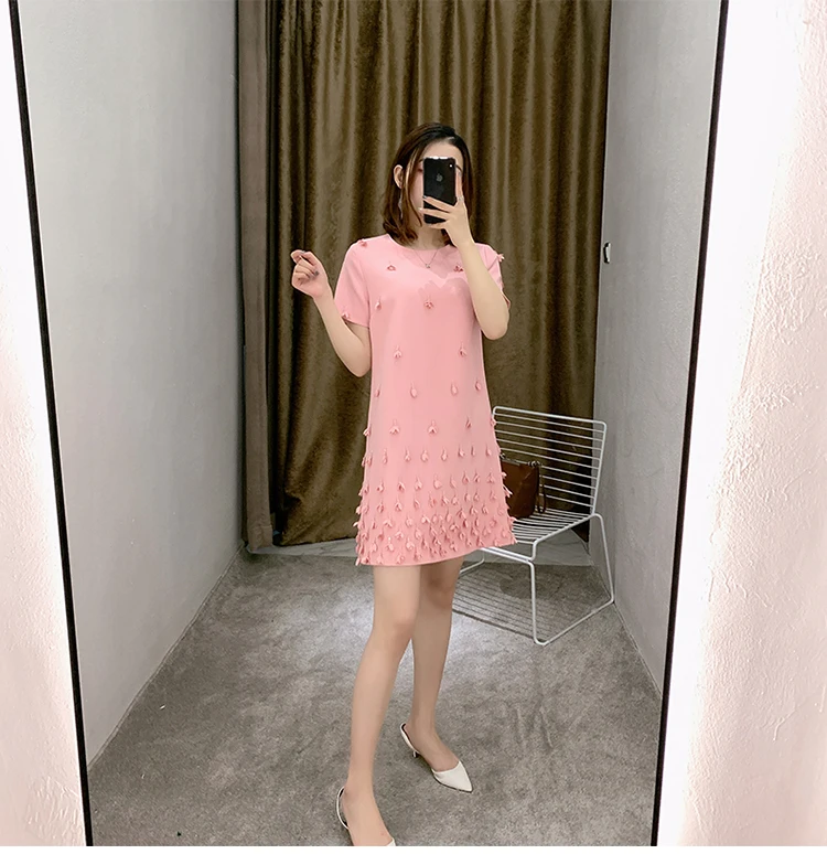 

products made from in the China of 2021 the latest female short fashion dress, Black pink