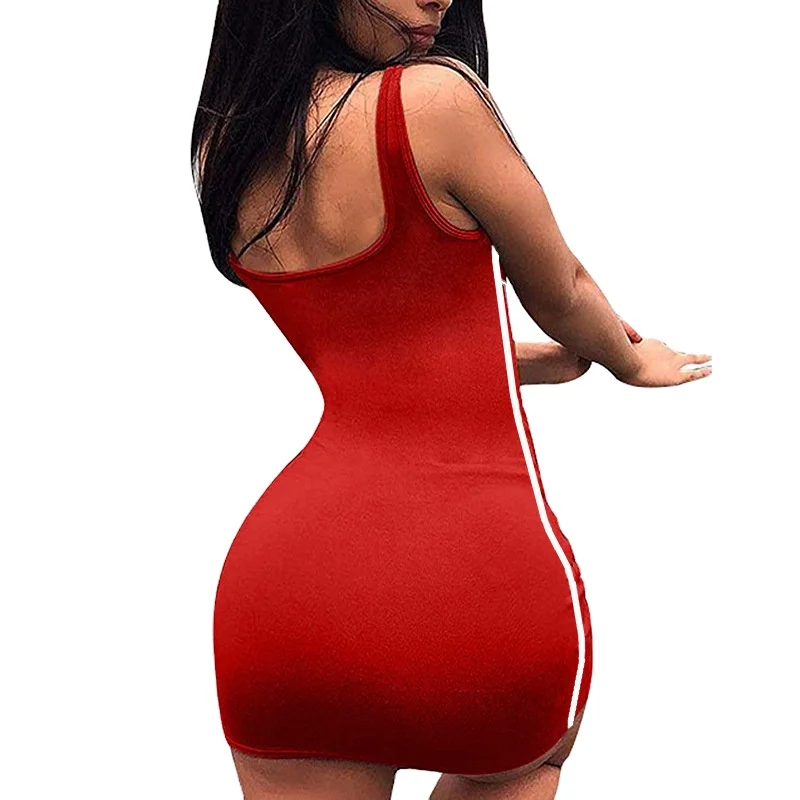 

Latest new design Female street wear Sexy Bandage Bodycon Sleeveless Lady workout suit women dresses casual, 6 colors