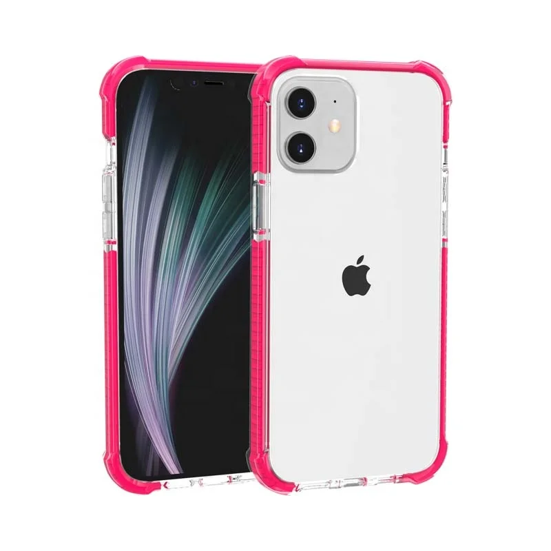 

For Iphone 12 pro max 6.7 Clear Case Slim Soft TPU Hard PC Back Cover with Reinforced Corner Bumper, Multi-color, can be customized