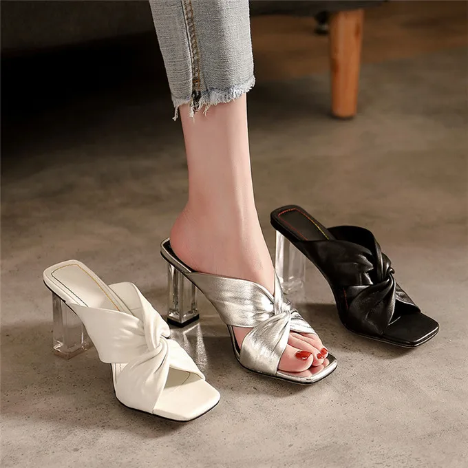 

Good quality fashion Big size solid color slippers high heel sandals for women and ladies