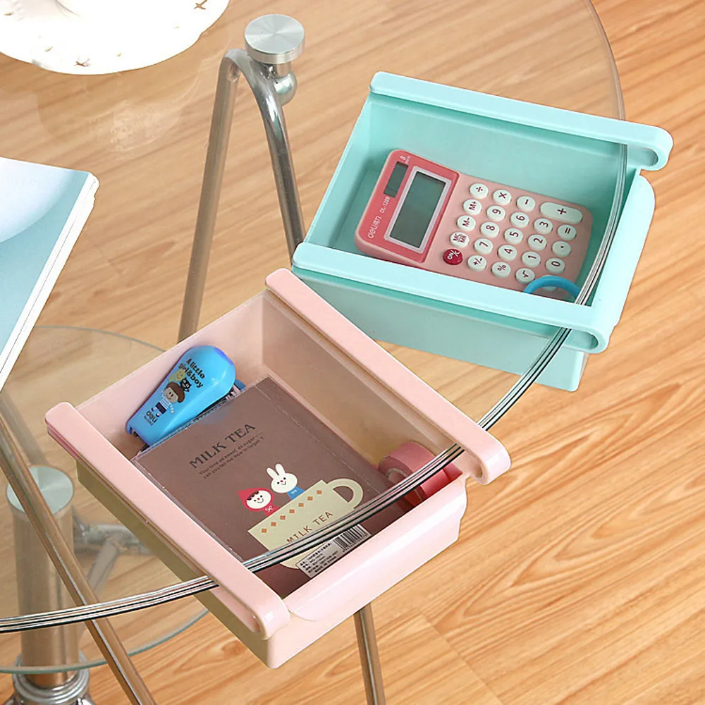 

r Rack Shelf Holder Storage Boxes Bins Plastic Box Kitchen Fridge Freezer Slide Drawer type Space Saver Storage Organize, As photo