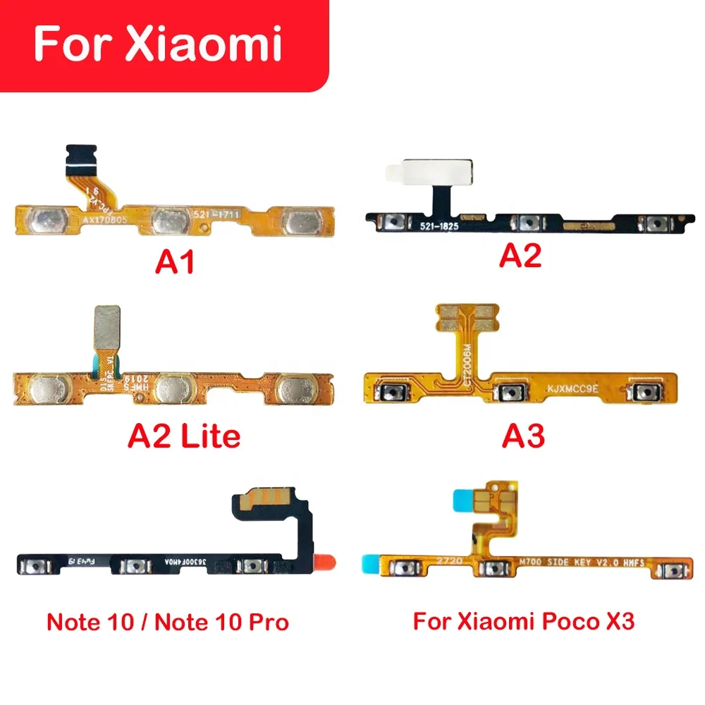 

Power Switch On/Off Button Volume Control Key Button Flex Cable For Xiaomi Mi A1 A2 Lite A3 Note 10 Pro Poco X3