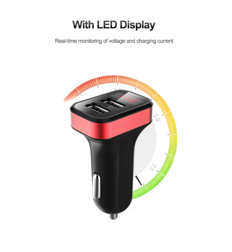 Cheapest Universal 5V 3.1A 2 Ports Dual USB Car Charger With LCD Screen LED Voltage Display For Nokia