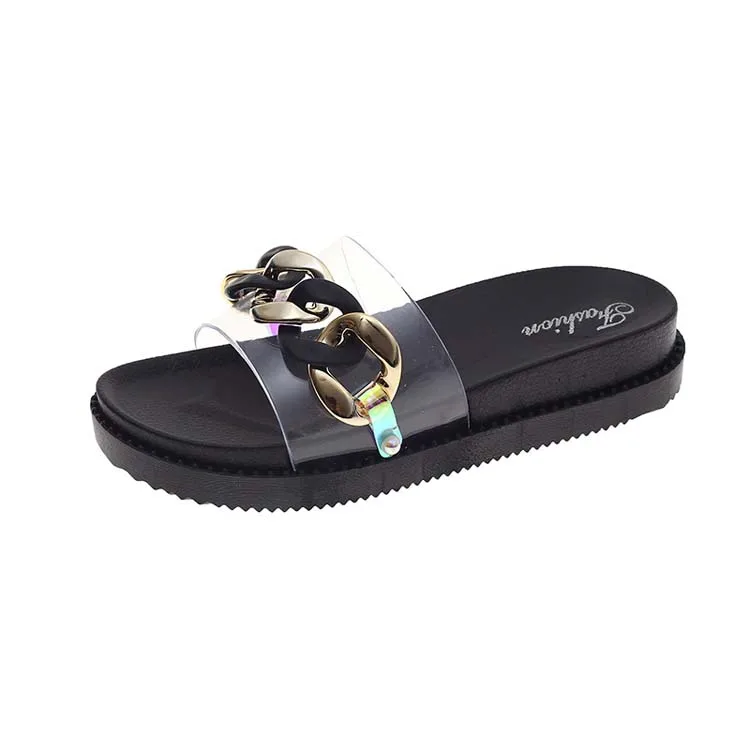 

Fashion high quality flat student sandals shoes comfortable shiny ladies slippers