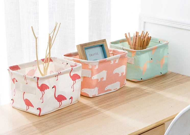 Cotton and linen storage basket sundries toys storage fabric desktop cosmetics storage box
