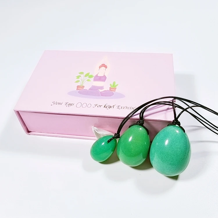 

New material Jade Yoni Eggs Stick 3 Pcs Drilled Natural Quartz Crystal Jade Eggs Massage Stone for gifts