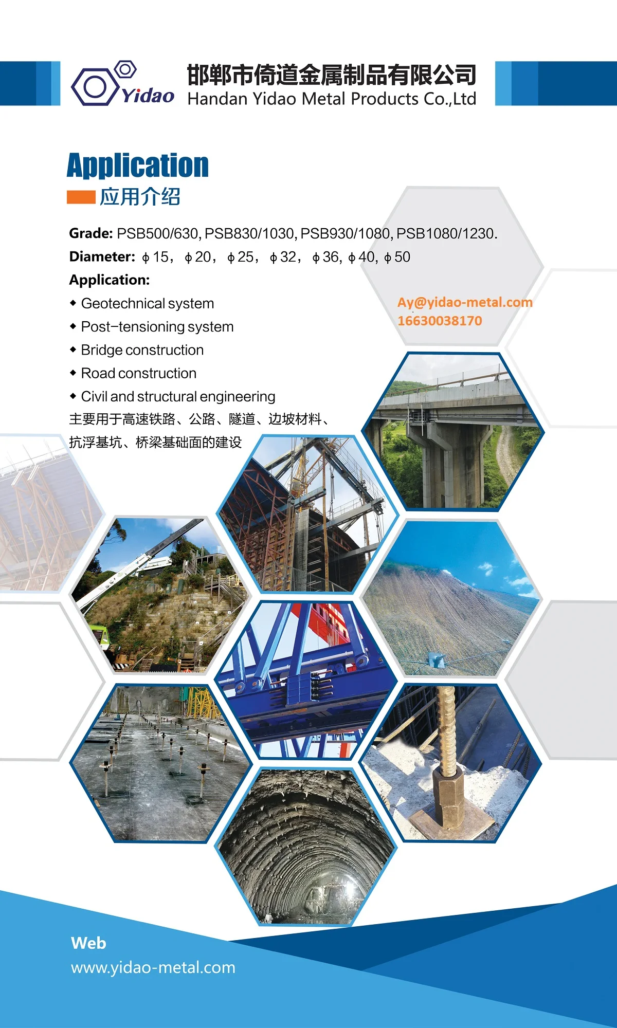 grade PSB930Mpa Screw Thread Steel Bar