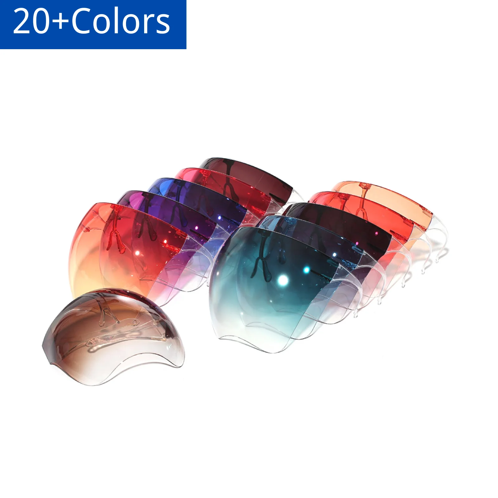 

VIFF High Quality Transparent Oversize Shield Visor Sunglasses HP20480 Multiple Colors Available Face Cover, Multi colors