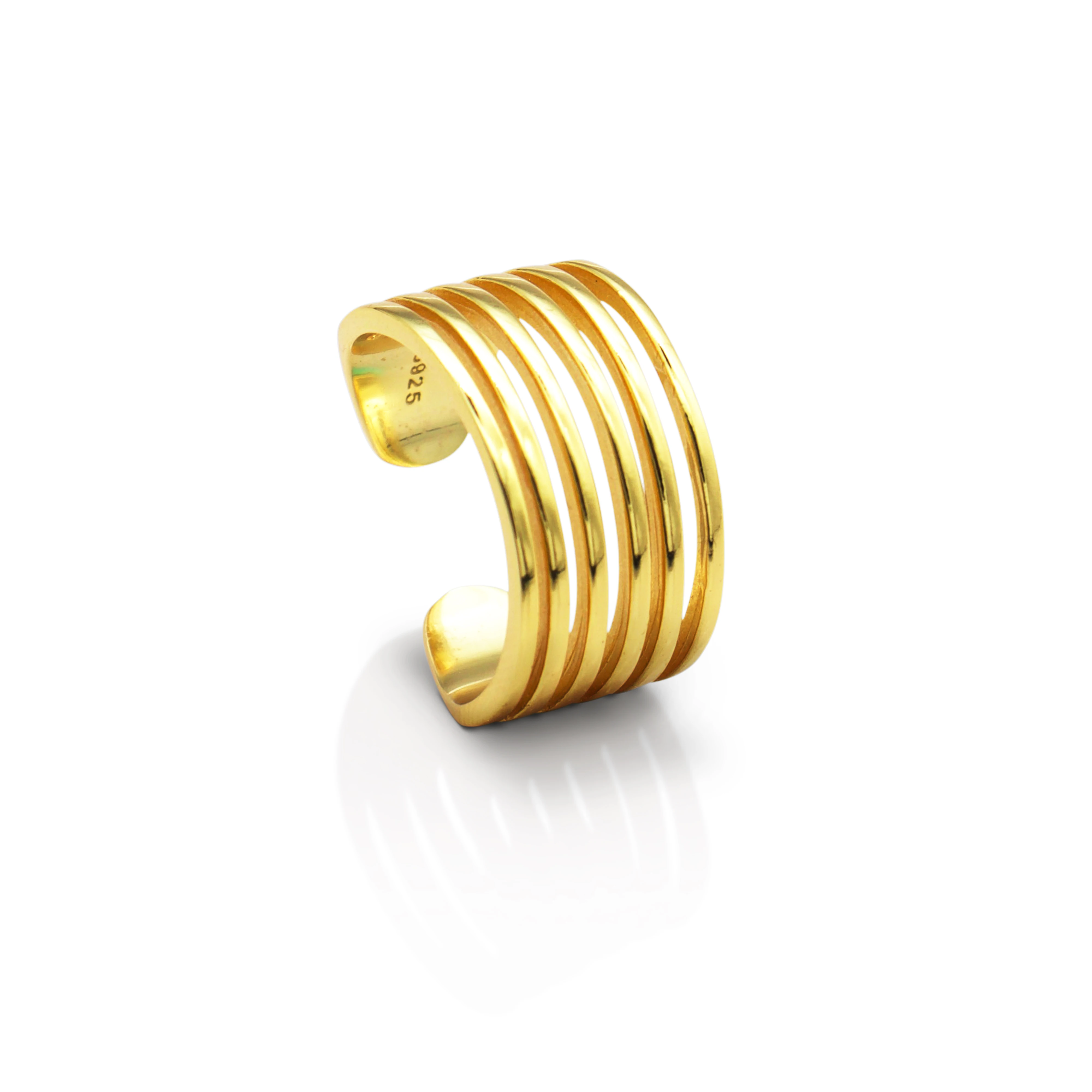 

Chris April in stock 18k gold plated 925 sterling silver minimalist lines stripe adjustable rings jewelry