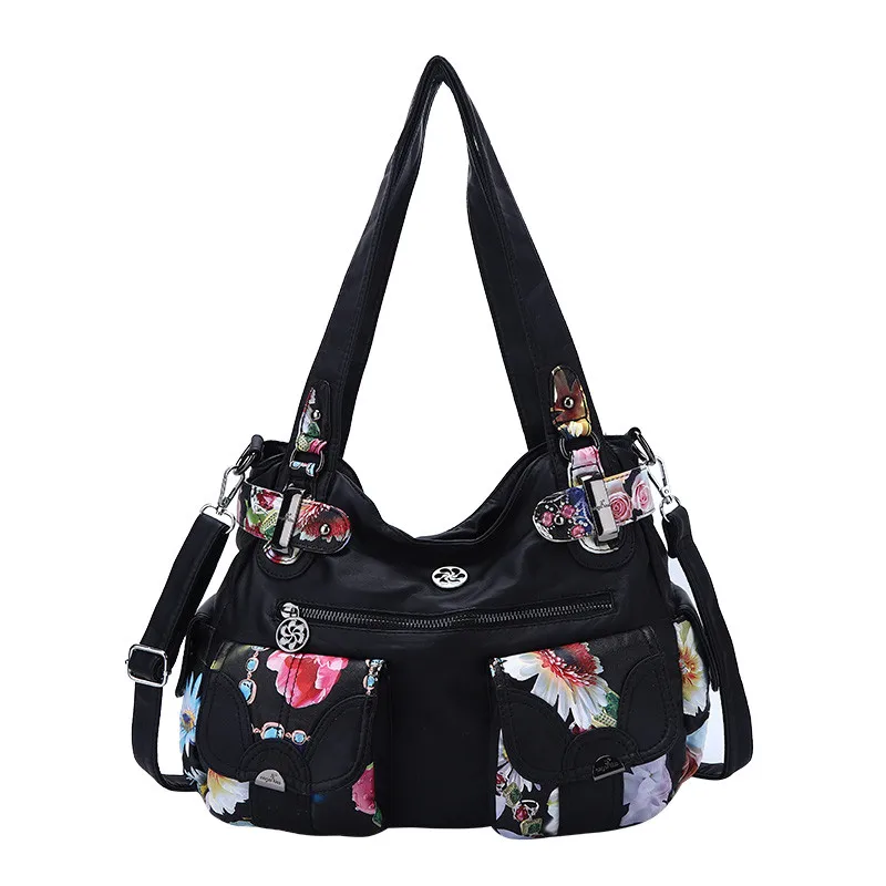 

Angel Kiss Brand Women Fashion Handbag with Floral Print Trim
