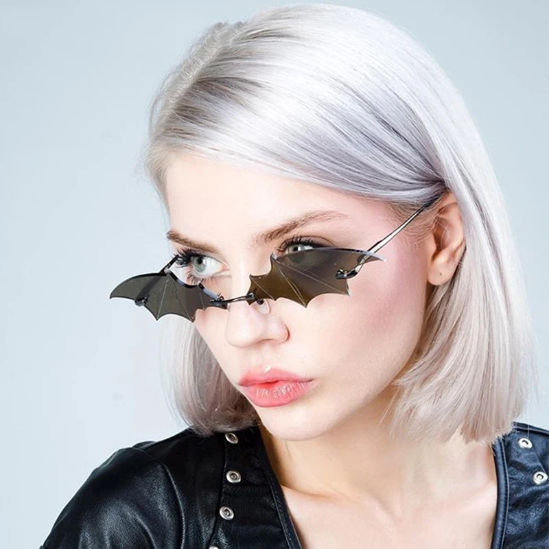 

SKYWAY Popular Women Men Luxury Sun Glasses Vintage Rimless Bat Wing Shape Sunglasses