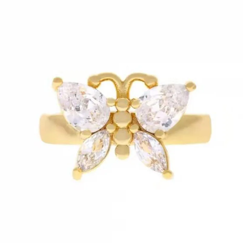 

New Arrival Gold Plated Stainless Steel Zircon Butterfly Ring