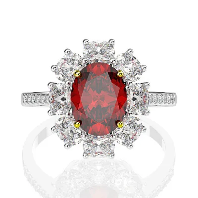 

SKA Jewelry women Red Stone 925 Sterling Silver Ring for Birthday