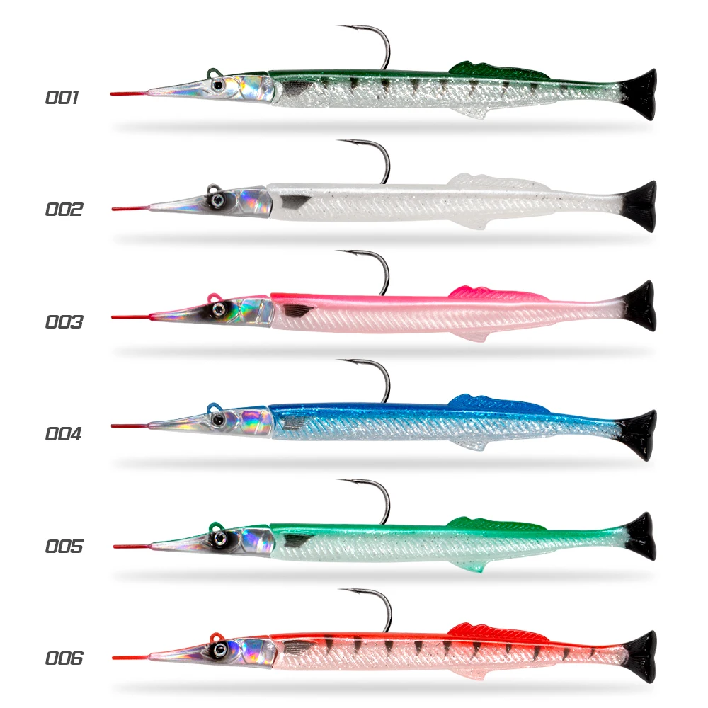 

Hunthouse D1 Fishing Lures Needlefish Jig Head Soft Lure 140mm/12.2g Sinking T-Tail Soft Swimbait For Bass