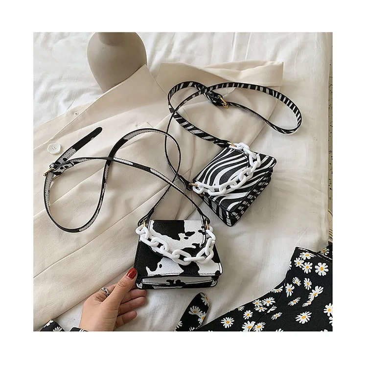 

Women Milk and Zebra Print Cute Mini Big Chain 2020 Handbag Lady Simple Trendy Cover Summer New Shoulder Bag Messenger Crossbody