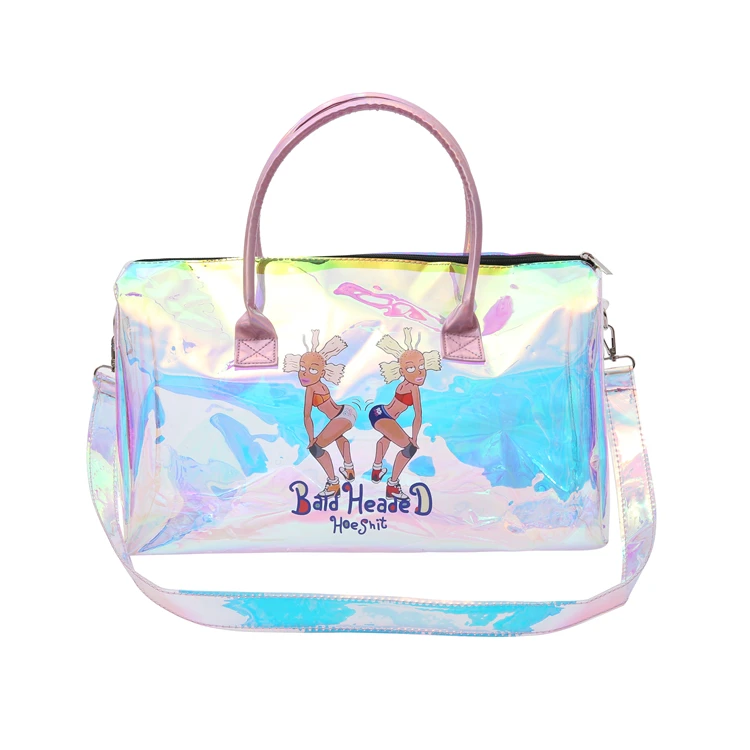 

Factory OEM cheap clear overnight tote bag PVC tote duffle transparent jelly spend one night bag, Colours
