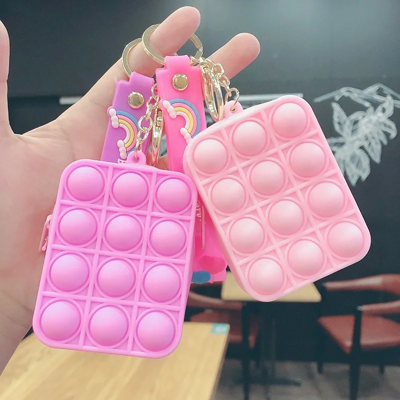 

Wholesale custom fashion cute keychain silicone bubble pop coin purse, Multiple colors