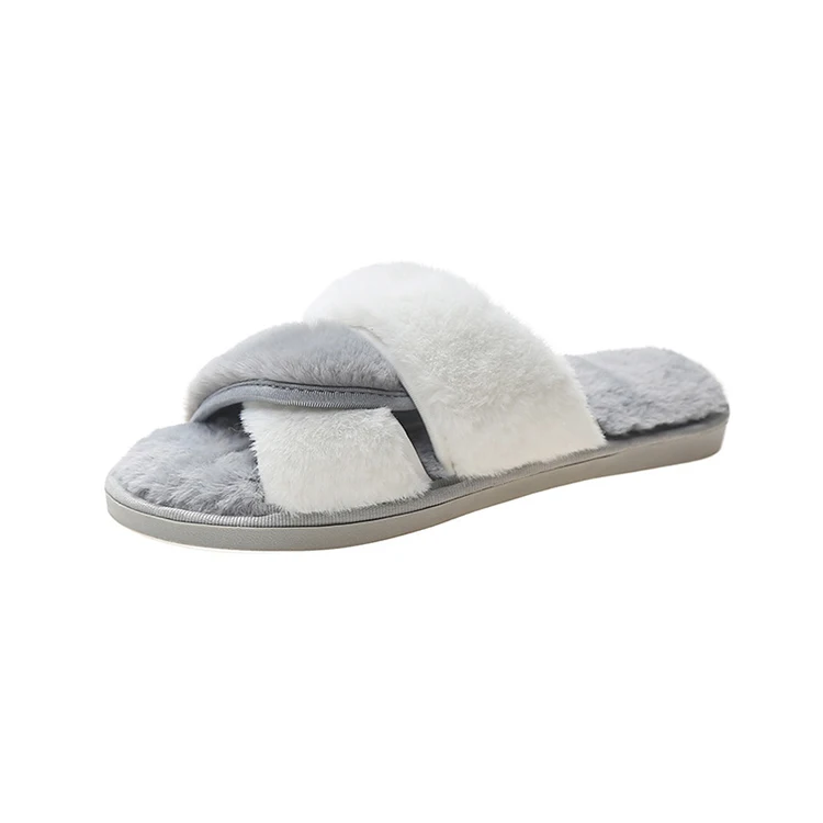

Indoor Or Outdoor Open Toe House Slippers Warm Breathable Furry Women's Fur Slipper, Customized color