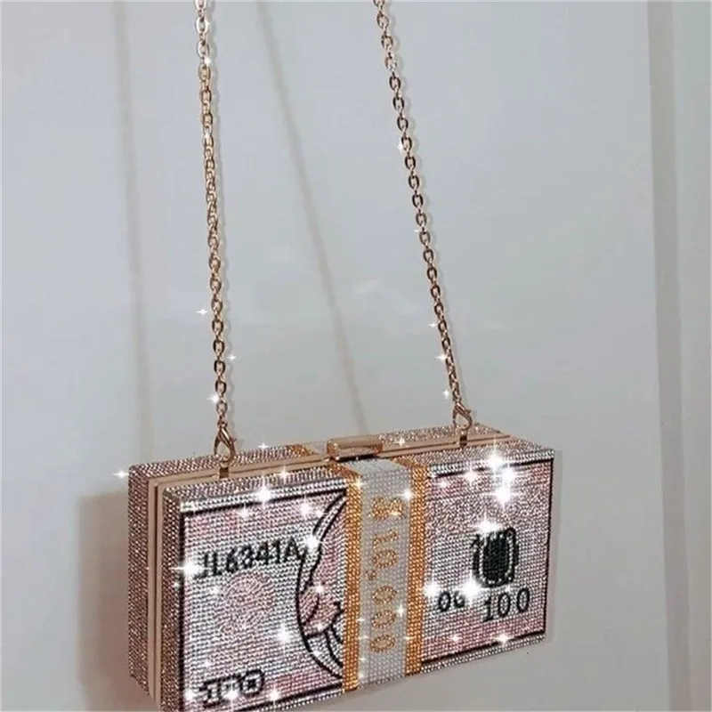 

A4178 2020 New Design Luxury Diamonds USD Money Purse Party Hand Bag