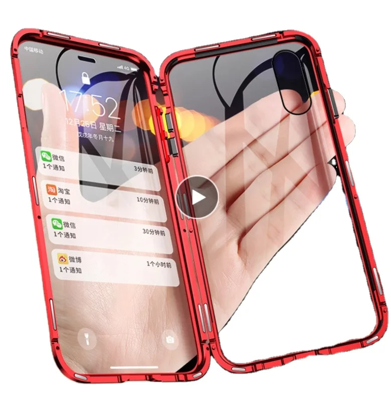 

Metal Adsorption Magnetic Case For iPhone 12 11 Pro XS Max Double-Sided Glass Magnet Cover For iPhone 7 8 6 6s Plus X XR SE Case