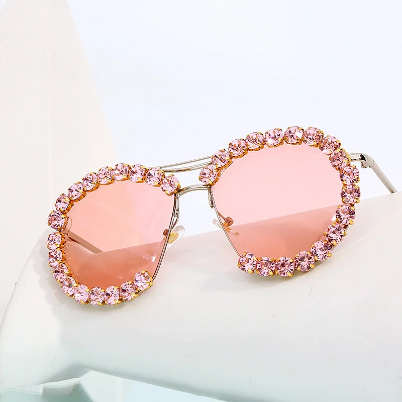 

Round cat eye Diamond Sunglasses Men 2021 luxury Women Oval Crystal Wood Glasses Fashion Eyewear