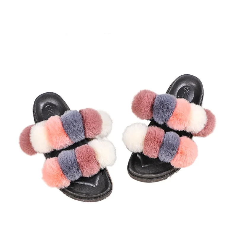 

popular party faux fur slipper for women, Show as pictures